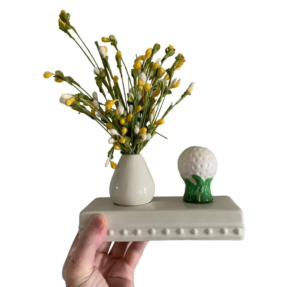 RETIRED Nora Fleming Pearl Dot Bud Vase Toothpick Holder Base Stoneware White S5